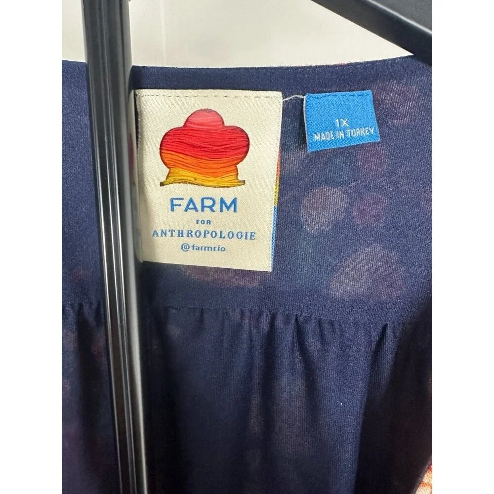 Farm Rio Wrap Gracia Dress Navy Floral Maxi 1X $275 - Picture 7 of 10